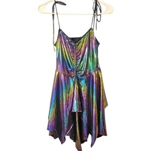 NWT Dollskill Club Exx F Is For Fairies Handkerchief Dress-Holo Metallic Small